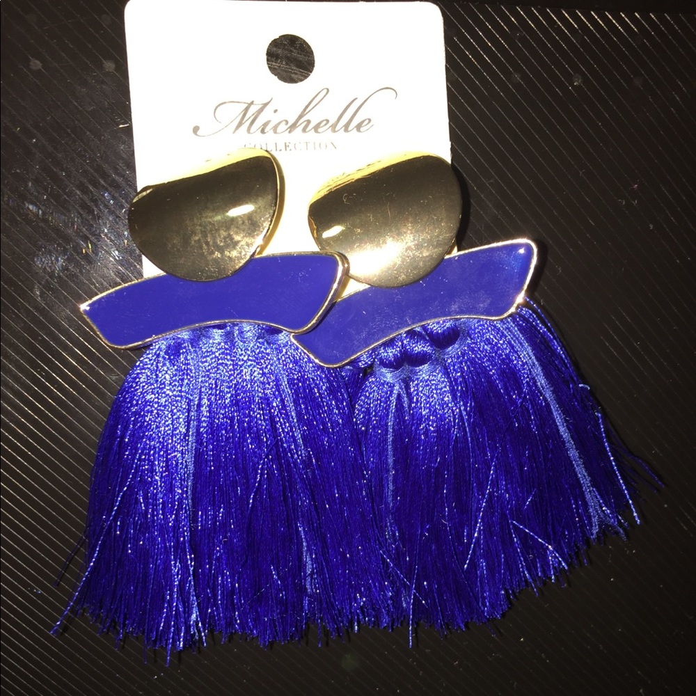 💙Royal Blue & Gold Tassel Earrings💙